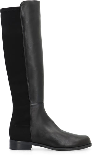HALFNHALF leather and stretch fabric boots-1